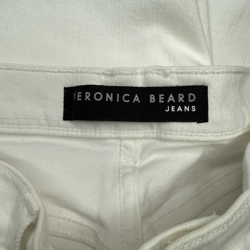 Veronica Beard Jeans Ryleigh Slim Straight High Rise White Button Fly Womens 32